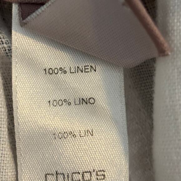 Chico's Women Size O/Small White Striped Linen Tie Waist Comfy Breathable Pants - Picture 4 of 12